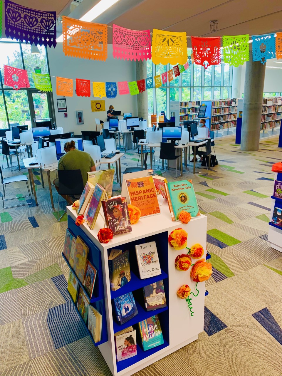 A Hispanic Heritage Month display of books at the Baxter Patrick James Island Library at the Charleston County Public Library system.