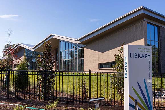 Exterior of the Baxter Patrick James Island library