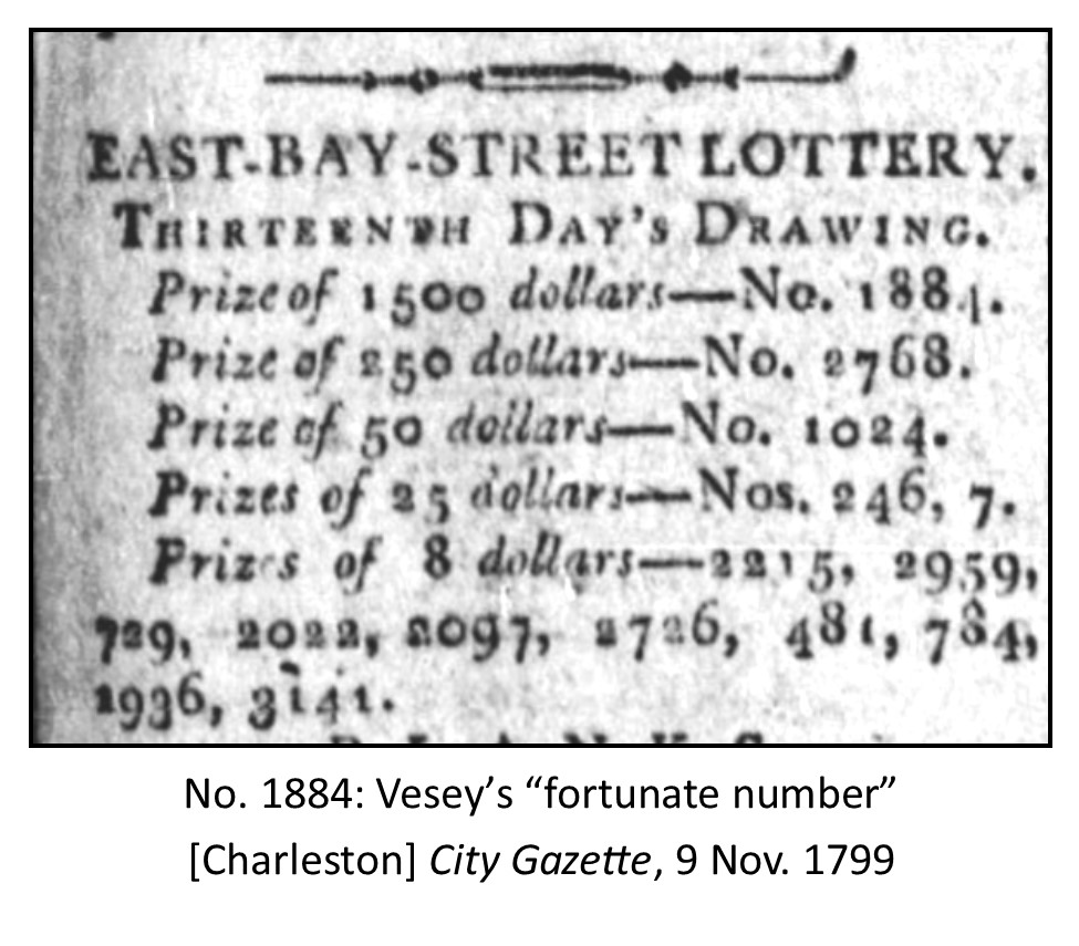 Denmark Vesey's "fortunate" number, 1884