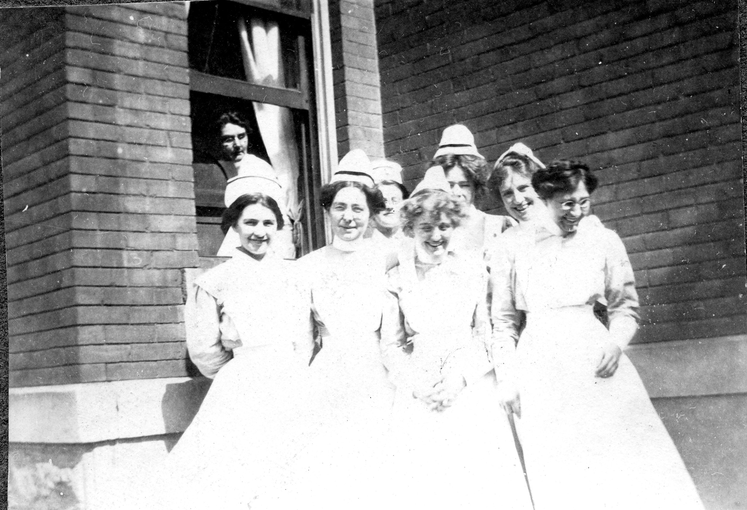 Nursing Students at hospital c. 1912 outside Eleanor Keely&#039;s Office