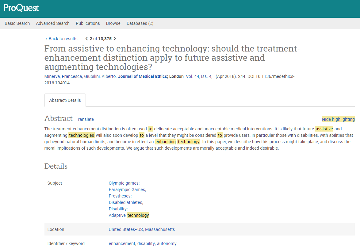 ProQuest Subject Headings