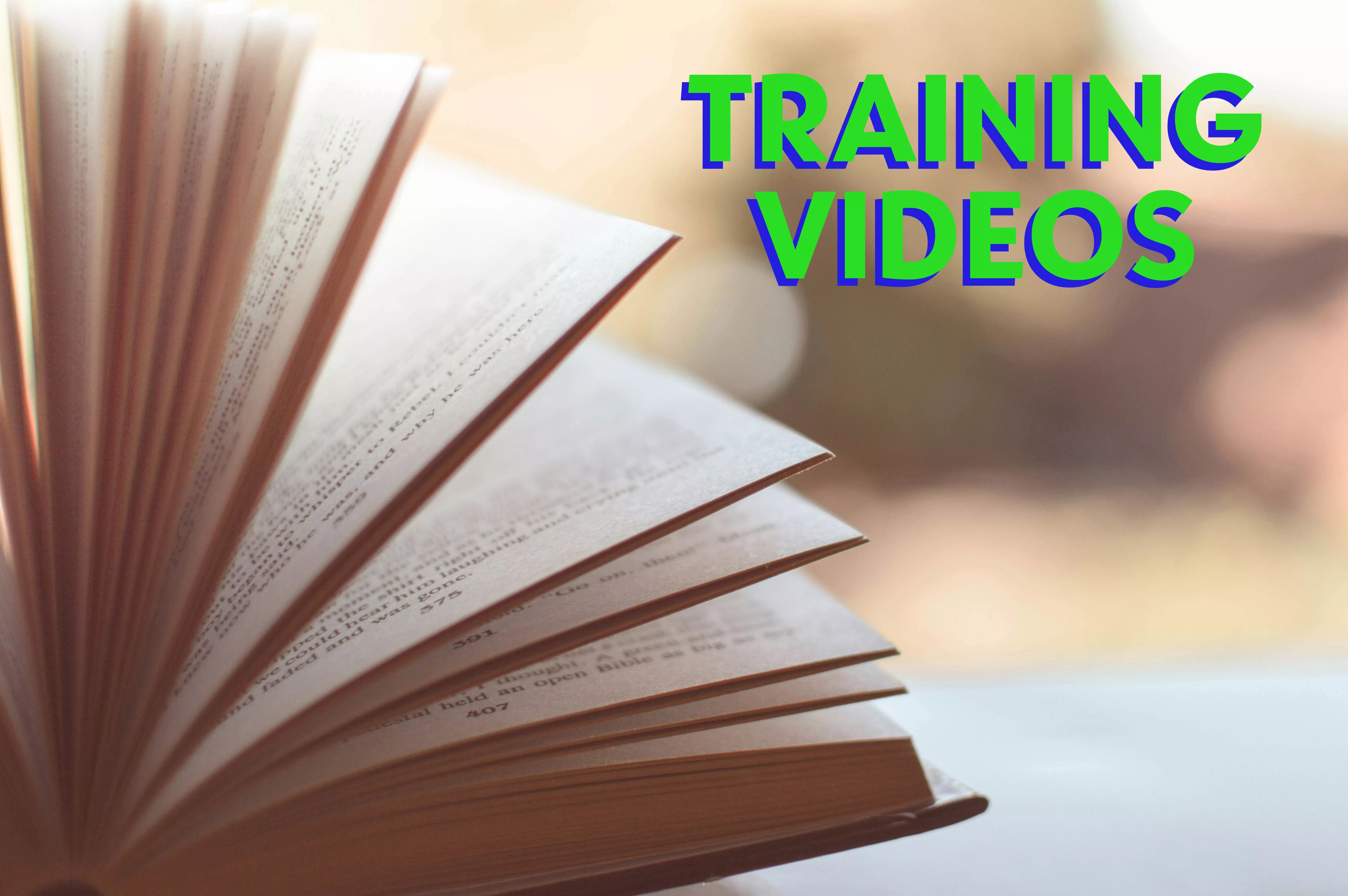 training videos text with book image