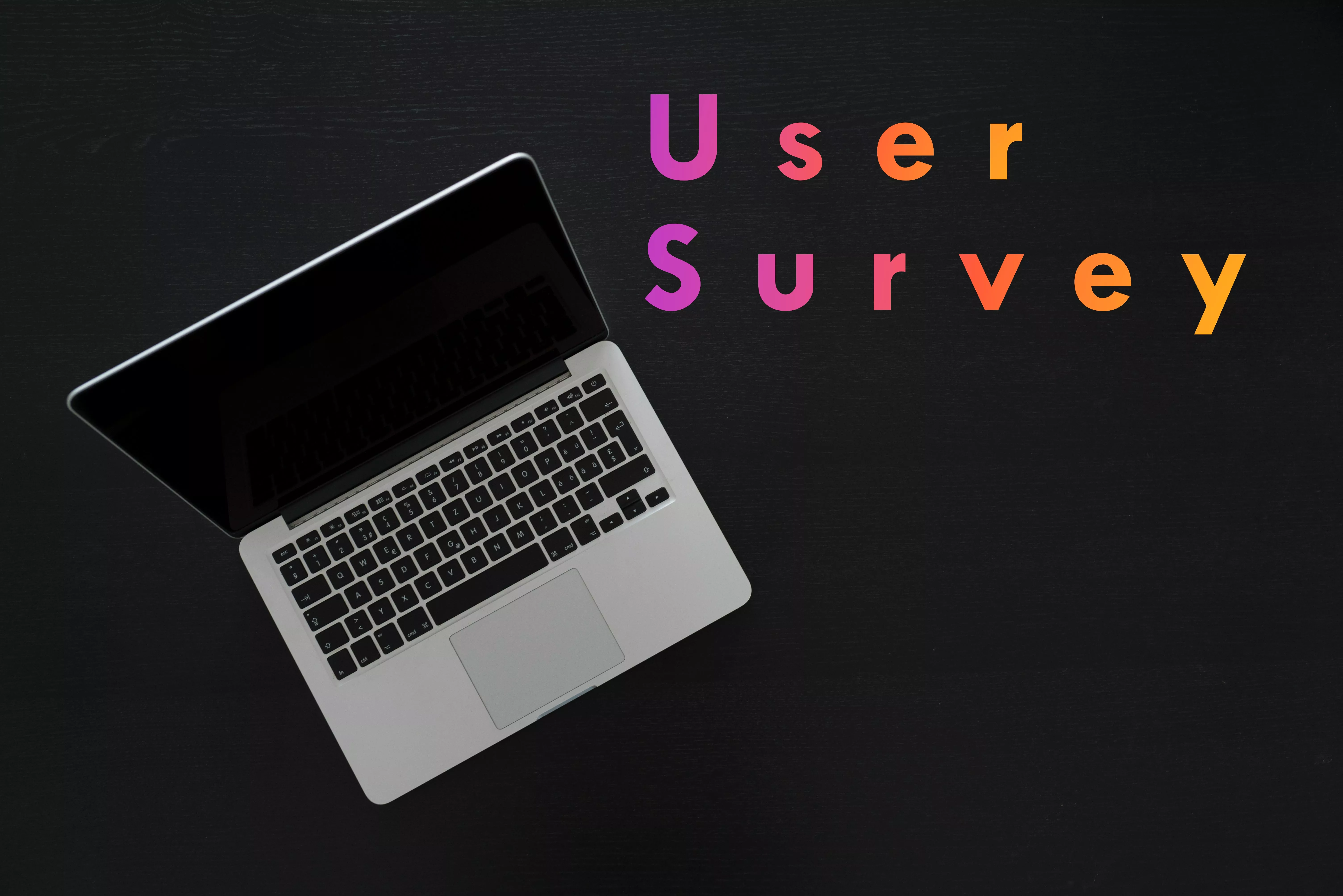 user survey text with laptop image